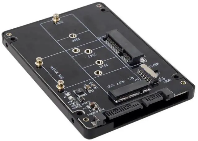Alt view image 5 of 7 - M.2 NGFF B-Key & mSATA SSD to SATA 3.0 Adapter Enclosure Case with Switch