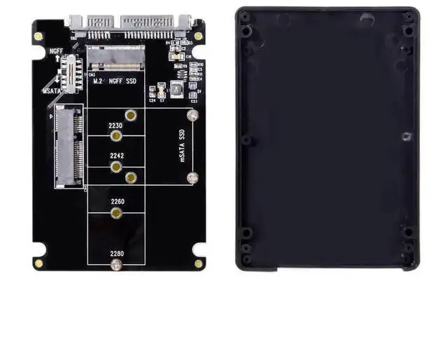 Alt view image 2 of 7 - M.2 NGFF B-Key & mSATA SSD to SATA 3.0 Adapter Enclosure Case with Switch