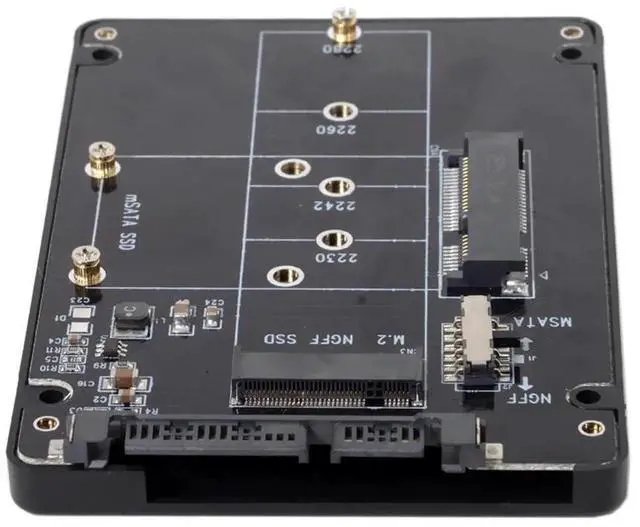 Alt view image 3 of 7 - M.2 NGFF B-Key & mSATA SSD to SATA 3.0 Adapter Enclosure Case with Switch