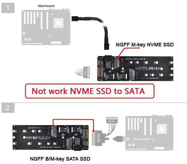 Alt view image 2 of 7 - SFF-8643 to U.2 Adapter Kit NGFF M-Key Mini SAS to NVMe PCIe SSD SATA Converter for Motherboard