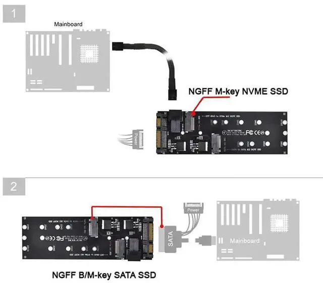 Alt view image 5 of 7 - SFF-8643 to U.2 Adapter Kit NGFF M-Key Mini SAS to NVMe PCIe SSD SATA Converter for Motherboard