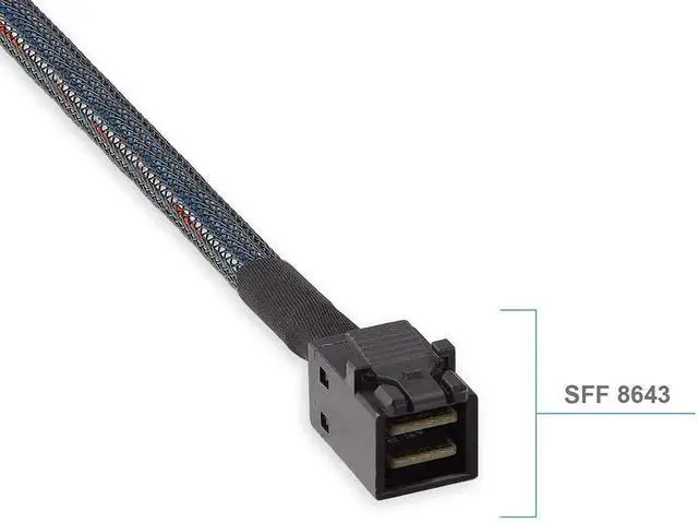 Alt view image 7 of 7 - 0.5M Mini SAS SFF-8643 to U.2 SFF-8639 PCIe 4.0 X4 85Ohm Cable with 15Pin SATA Power for NVMe SSD Hot Swap