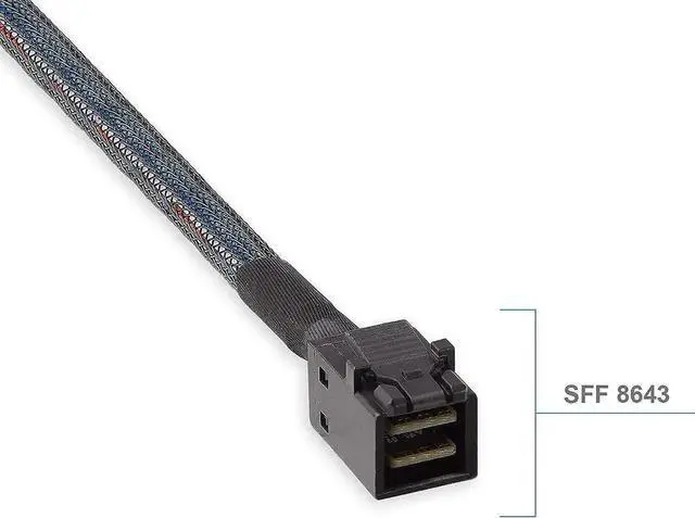 Alt view image 2 of 7 - 0.75-0.8M SFF-8643 to U.2 SFF-8639 Cable PCIe 4.0 X4 85Ohm with 15Pin SATA Power NVMe SSD Hot Swap