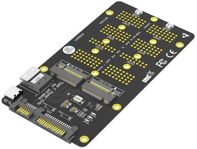 Main image of 2-in-1 M.2 NVMe to SFF-8654 SlimSAS PCIe Adapter NGFF to SATA Converter Card