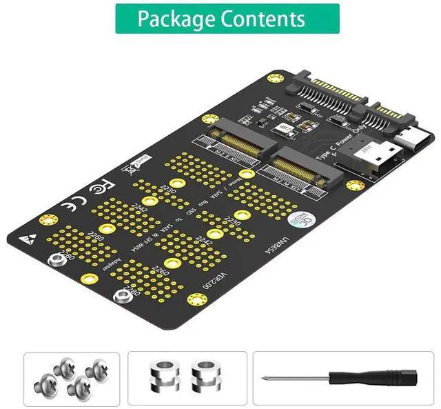 Alt view image 6 of 7 - 2-in-1 M.2 NVMe to SFF-8654 SlimSAS PCIe Adapter NGFF to SATA Converter Card