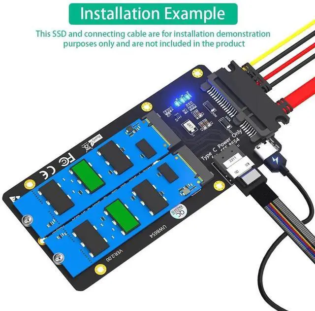 Alt view image 5 of 7 - 2-in-1 M.2 NVMe to SFF-8654 SlimSAS PCIe Adapter NGFF to SATA Converter Card