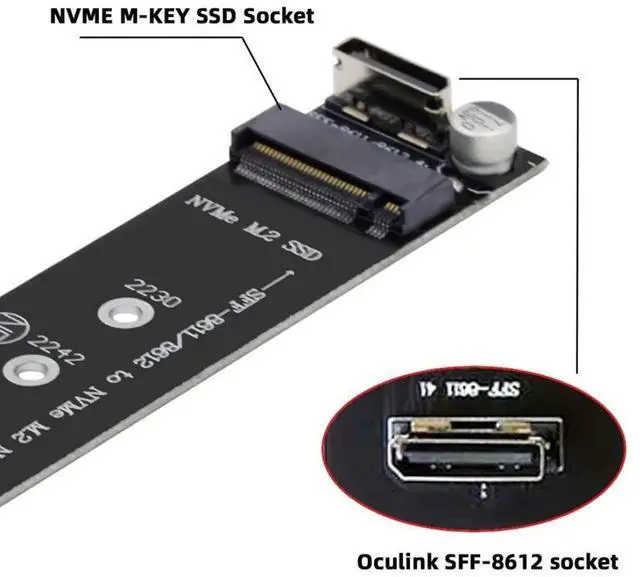 Alt view image 7 of 7 - M.2 NVMe M-Key to SFF-8611 Oculink Adapter Support 2280 22110 SSD for Motherboard