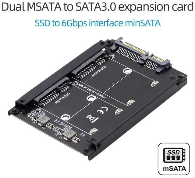 Alt view image 7 of 7 - Dual mSATA SSD to 2.5 Inch SATA Enclosure Support JBOD RAID0 Span Bridge Adapter Case