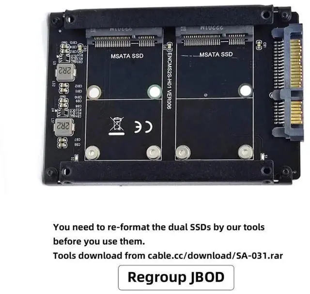 Alt view image 6 of 7 - Dual mSATA SSD to 2.5 Inch SATA Enclosure Support JBOD RAID0 Span Bridge Adapter Case