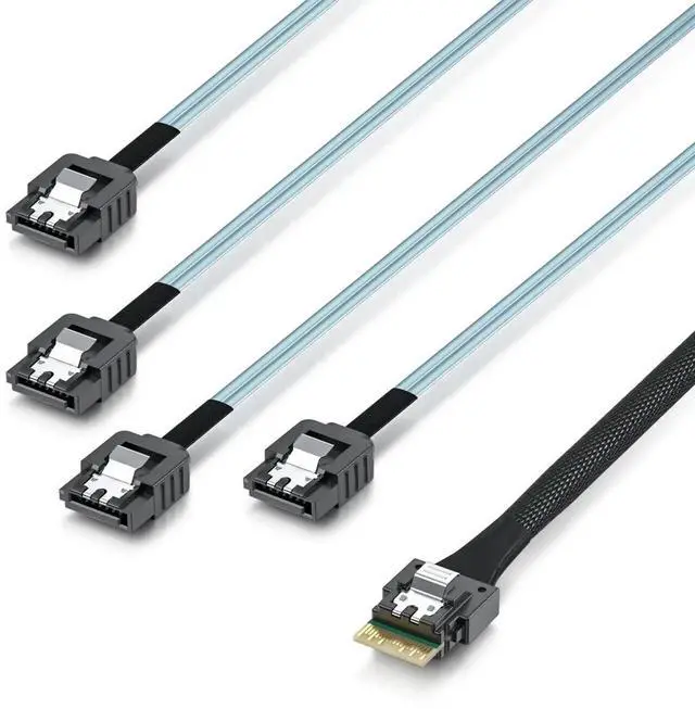 Main image of 1m SlimSAS 4i SFF-8654 to 4 Ports SATA Breakout Cable Server PC Storage Expansion Cable