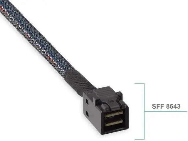 Alt view image 4 of 7 - 1M SFF-8643 to U.2 SFF-8639 Cable PCIe 4.0 X4 85Ohm with 15Pin SATA Power Hot Swap NVMe SSD Cable