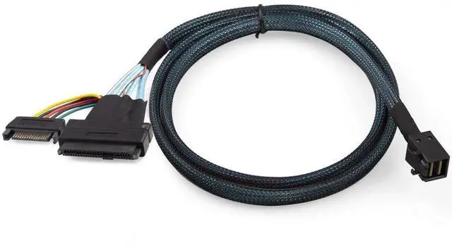 Alt view image 7 of 7 - 1M SFF-8643 to U.2 SFF-8639 Cable PCIe 4.0 X4 85Ohm with 15Pin SATA Power Hot Swap NVMe SSD Cable