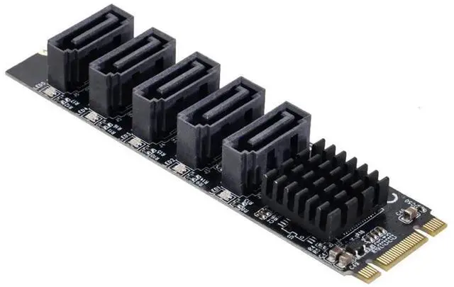 Alt view image 2 of 7 - NGFF Key B+M to SATA 3.0 6Gbps 5 Ports Expansion Adapter Card with Port Select JMB575