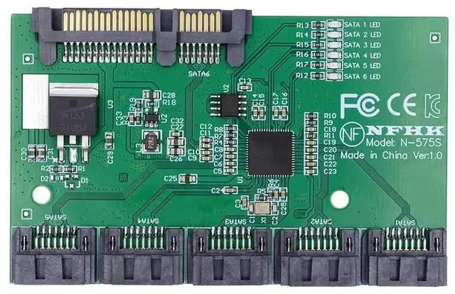 Alt view image 4 of 7 - 1 to 5 Ports SATA 3.0 6Gbps Splitter Adapter JMB575 Port Multiplier Port Selector