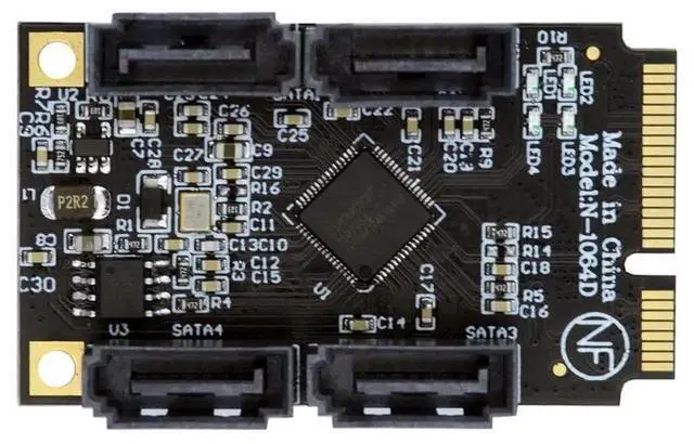 Alt view image 4 of 7 - Mini PCI-E to SATA 3.0 4 Ports Expansion Card 6Gbps SSD HDD Adapter Card