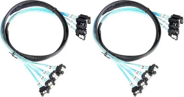 Main image of 4Pcs 1M Right Angle SATA 3.0 Cable 90 Degree Angled to Straight 6Gbps Server RAID Hard Drive Cable Pack of 2