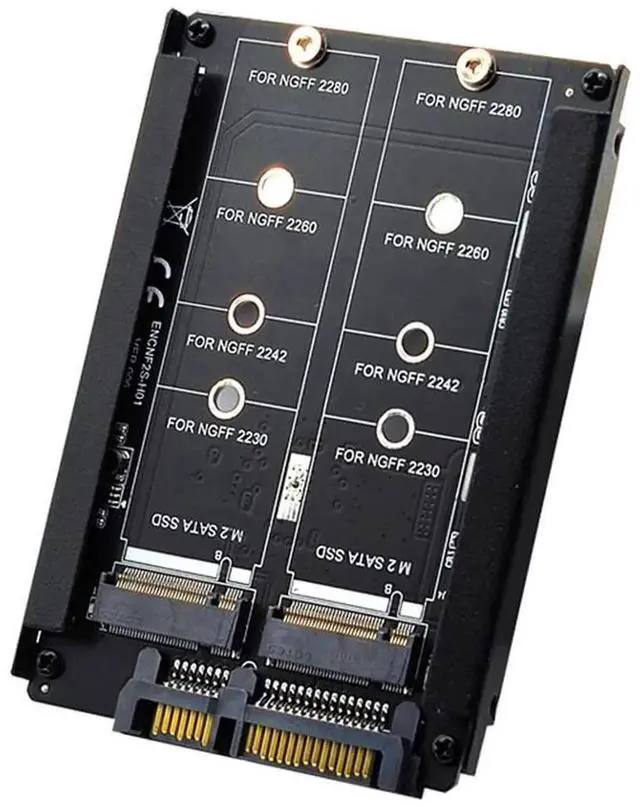 Main image of Dual B+M Key M.2 SSD to 2.5 Inch SATA Combo Enclosure JBOD RAID0 Span Bridge Case