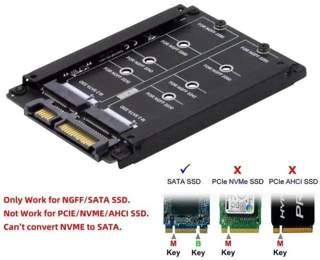 Alt view image 5 of 7 - Dual B+M Key M.2 SSD to 2.5 Inch SATA Combo Enclosure JBOD RAID0 Span Bridge Case