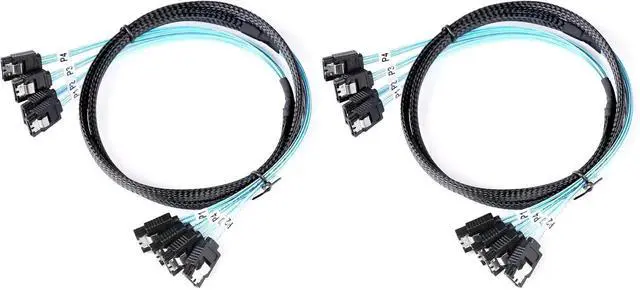 Main image of 1M SATA III 6Gbps Data Cable 4Pcs Set 3.3FT SATA Cord for Server RAID SSD HDD CD DVD Drive Pack of 2