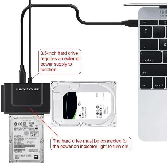Alt view image 5 of 7 - USB to SATA IDE Adapter Cable Hard Drive Reader with 12V 2A Power Supply for 2.5 3.5 Inch HDD SSD