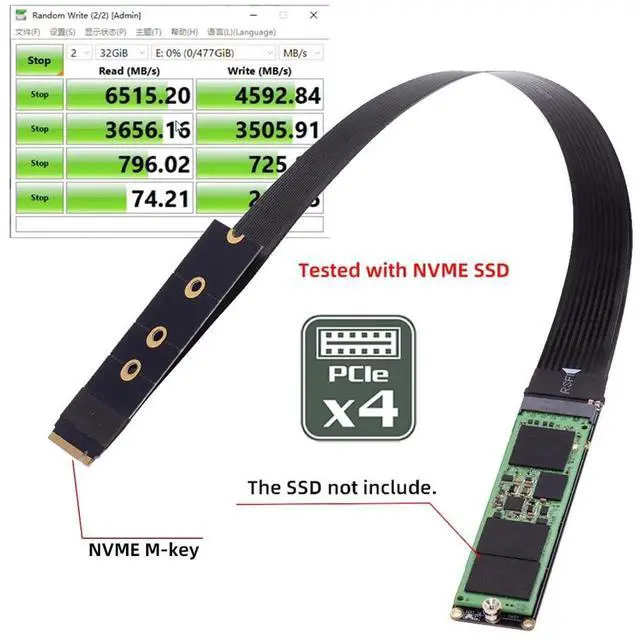 Alt view image 4 of 7 - 30cm PCIe 4.0 M-Key NVMe Male to Female Extension Cable for Motherboard SSD 2230 2242 2260 2280