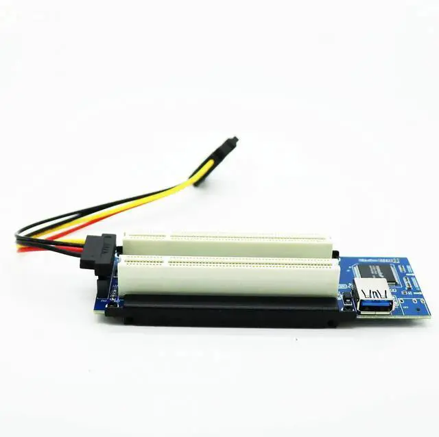 Alt view image 3 of 4 - PCIe X1 to Dual PCI Riser Extender Card with Low Profile Bracket & Angled SATA Extension Cable