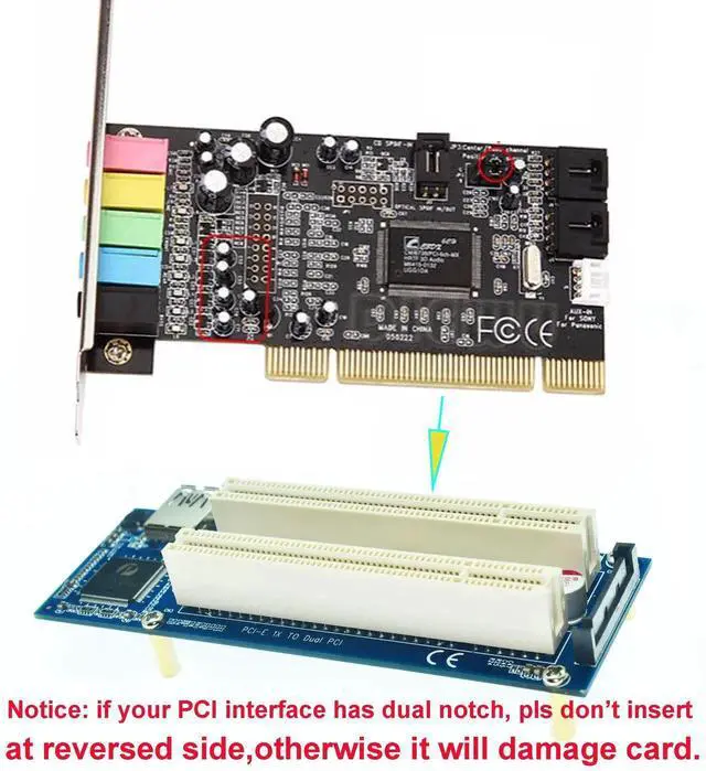 Alt view image 2 of 4 - PCIe X1 to Dual PCI Riser Extender Card with Low Profile Bracket & Angled SATA Extension Cable