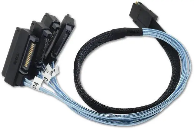 Alt view image 2 of 5 - 1M Mini SAS 36Pin SFF-8087 to SFF-8482 HDD SATA Power Data Cable 2 Pack 3.2FT