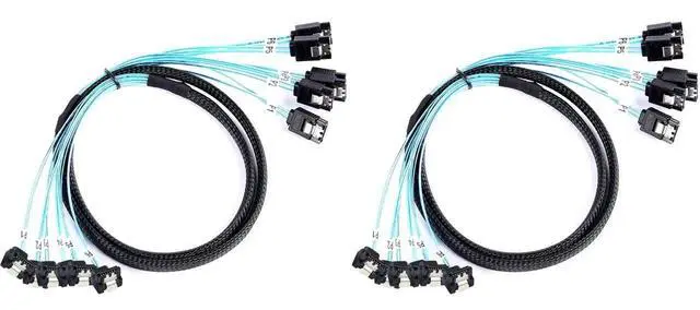 Main image of 1M 6Pcs 90 Degree SATA III 6Gbps Right Angle to Straight Cable Pack of 2 for Server RAID SSD HDD Optical Drive