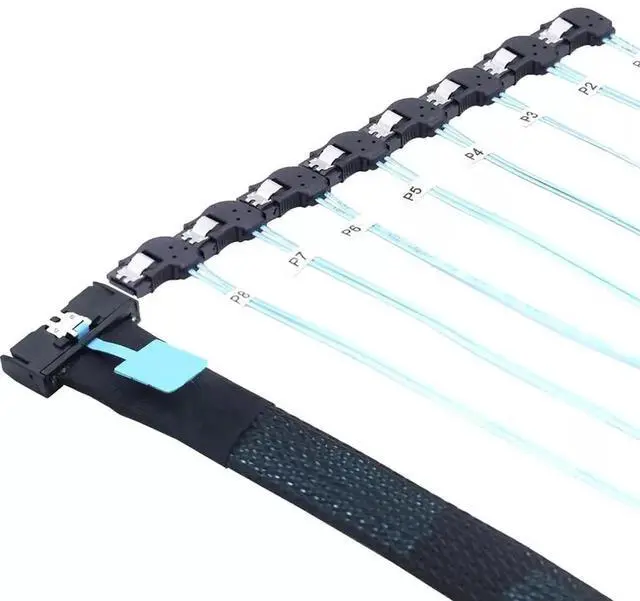 Alt view image 5 of 6 - 0.5M PCIe 5.0 MCIO SFF-8654 8i to 8PCS 7Pin Left Angle Female SATA Breakout Cable