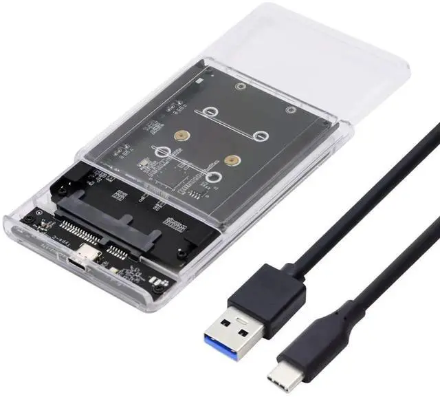 Main image of Dual B+M Key M.2 SSD RAID0 Bridge Card to USB3.0 Type-C 2.5 Inch SATA Combo Enclosure