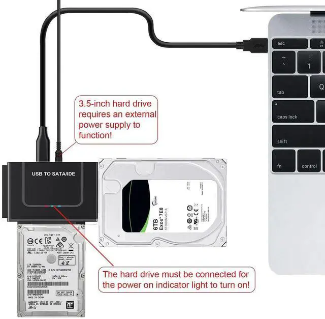 Alt view image 3 of 7 - USB 3.0 Type C to IDE SATA Hard Drive Adapter with 12V 2A Power Supply for 2.5/3.5 Inch HDD SSD