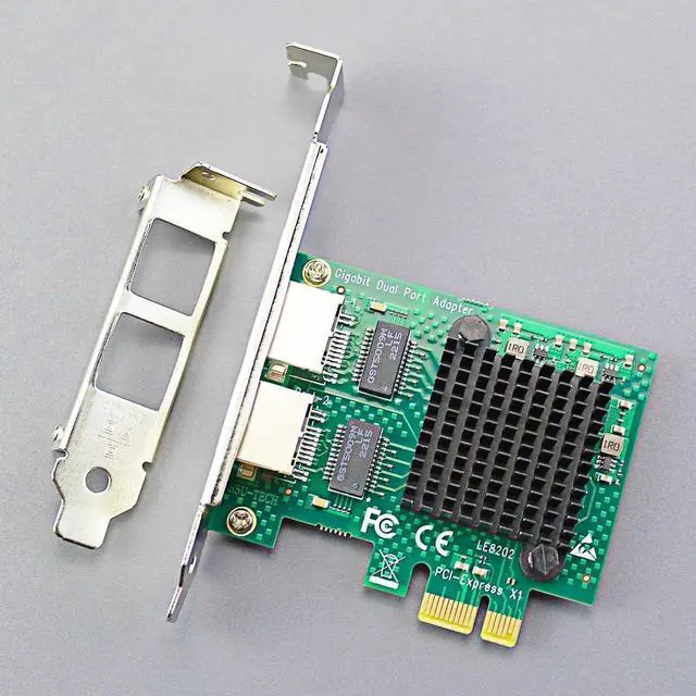 Alt view image 3 of 7 - 2-Port PCIe Gigabit Network Card, 10/100/1000Mbps RJ45 LAN Adapter, PCIe X1 Interface, Dual RTL8111H Chips, Regular & Low Profile Bracket for Desktop PC Server NAS