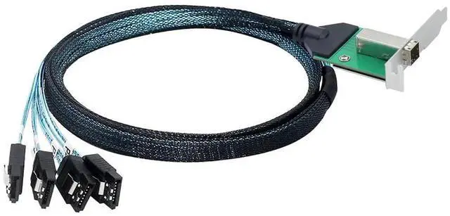 Alt view image 3 of 5 - 0.5M 12G 30AWG External Mini SAS HD SFF-8644 Female with PCBA to 4 Ports SATA Server RAID Hard Drive Data Cable