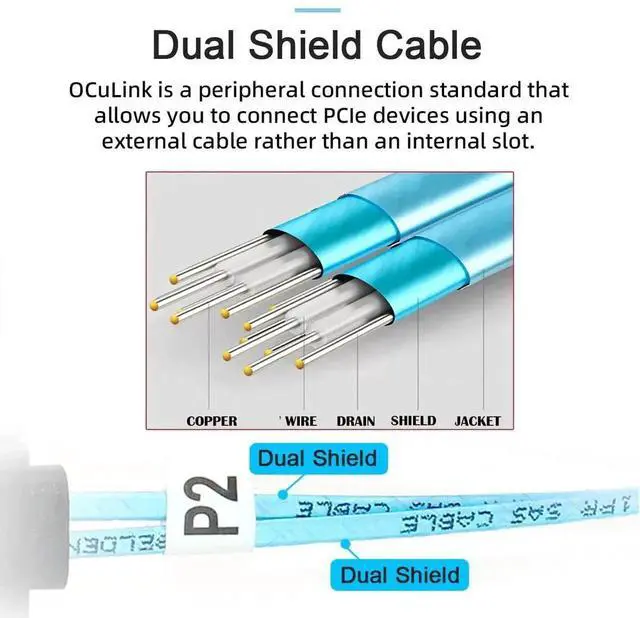 Alt view image 5 of 7 - 50cm OCuLink PCIe 4.0 SFF-8611 4i to SFF-8611 Active Data Cable for eGPU External Graphics Card & NVMe SSD