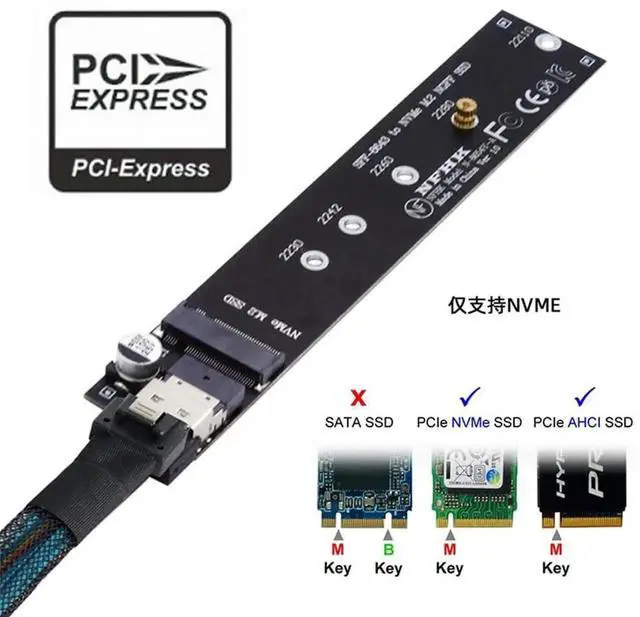 Alt view image 7 of 7 - 40cm NGFF M-Key NVMe Male to Female Extension Cable with SFF-8654 Connector, Compatible with 2280 22110 SSD for Motherboard