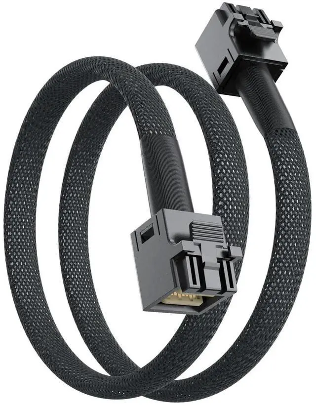Alt view image 2 of 5 - SFF-8643 to SFF-8643 MiniSAS HD Internal Cable with Sideband, 4-Lane SAS Data Transfer for Server RAID Card PCIe Controller, 0.8M 2.6FT 2 Pack