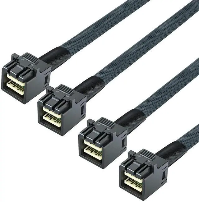 Alt view image 5 of 5 - SFF-8643 to SFF-8643 Mini SAS HD Internal Cable with Sideband, 4-Lane SAS Data Cord for Server RAID Card PCIe Controller, 1M 3.28FT 2 Pack