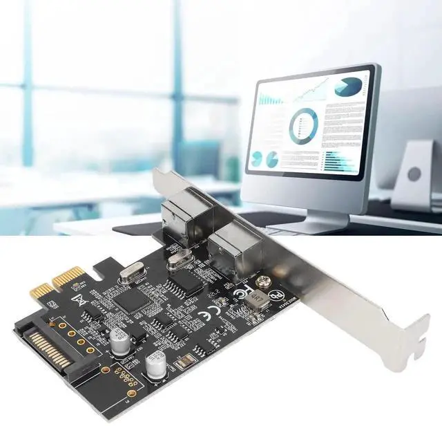 Alt view image 2 of 7 - PCIe to PS/2 Expansion Card, PCI Express Adapter Card with Dual PS2 Keyboard Mouse Ports, Equipped with SATA Power Interface No USB Port for Desktop PC