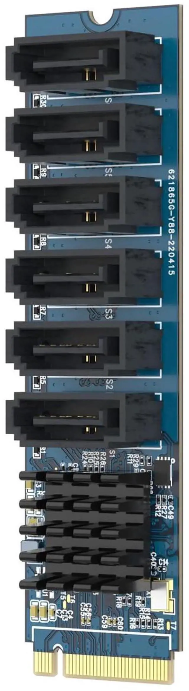 Alt view image 2 of 6 - M.2 M Key to 6 Ports SATA 3.0 Expansion Card, Non-RAID Design Desktop PC Converter Card Support SSD HDD