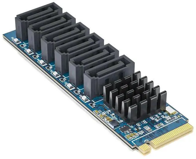 Alt view image 5 of 6 - M.2 M Key to 6 Ports SATA 3.0 Expansion Card, Non-RAID Design Desktop PC Converter Card Support SSD HDD