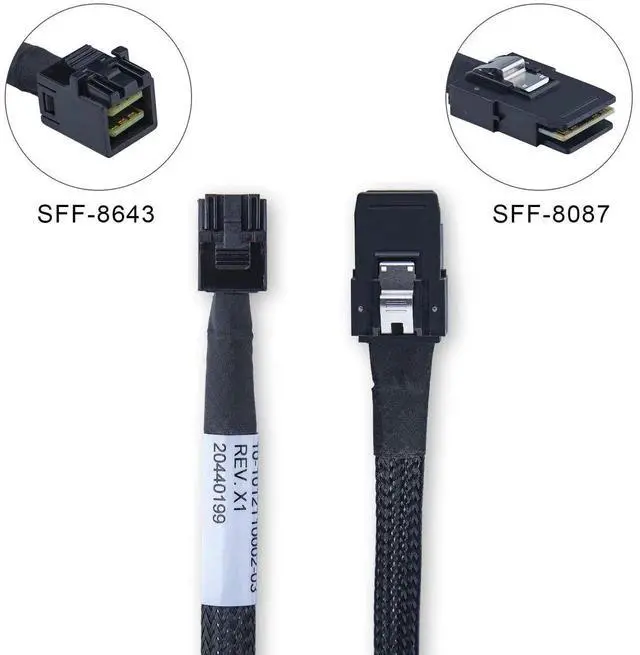 Alt view image 6 of 7 - SFF-8643 to SFF-8087 Mini SAS HD Cable, SAS 3.0 Compatible SAS 2.0, 100 Ohm Cable for Server RAID Controller Backplane Host, 1M 3.3FT 2 Pack