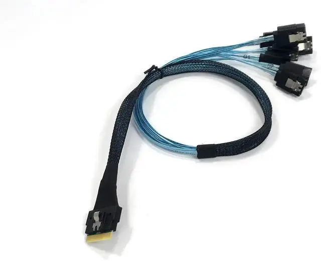 Main image of SlimSAS 8i SFF-8654 to 8 Latching SATA Cable, 50cm High Speed Data Transfer Cord