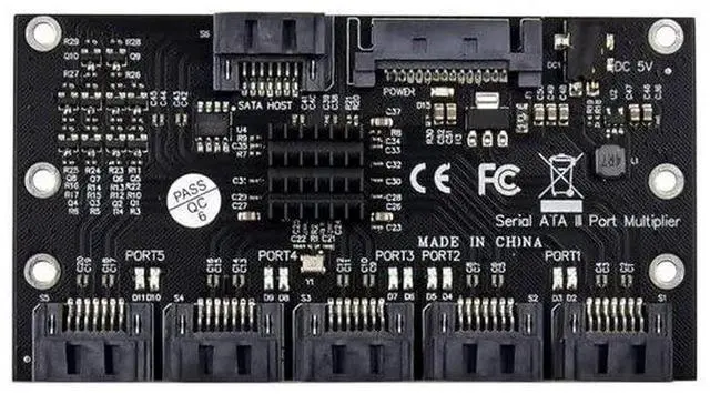 Alt view image 2 of 6 - SATA 3.0 1 to 5 Port Expansion Card, 6Gbps Hard Drive Multiplier Adapter Card Support PM Function for Desktop Motherboard