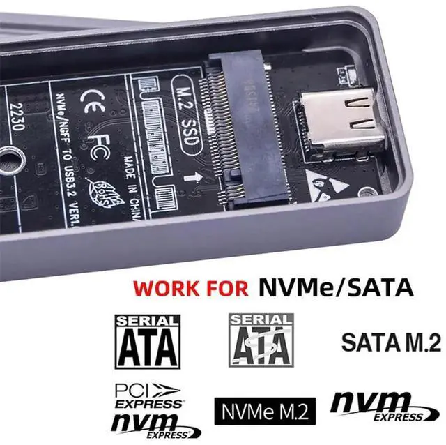 Alt view image 4 of 7 - 20Gbps USB3.2 USB4 Type-C to M.2 SSD Enclosure, RTL9220 Chip M-Key NVMe SATA SSD Adapter Case Fit 2280 2242 2230
