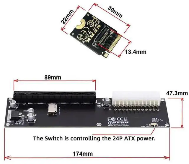 Alt view image 7 of 7 - M.2 M-Key to SFF-8612 OCuLink Adapter Card with SFF-8611 Cable, PCIe 3.0 Expansion Kit for GPD Win Max2 External GPU NVMe SSD