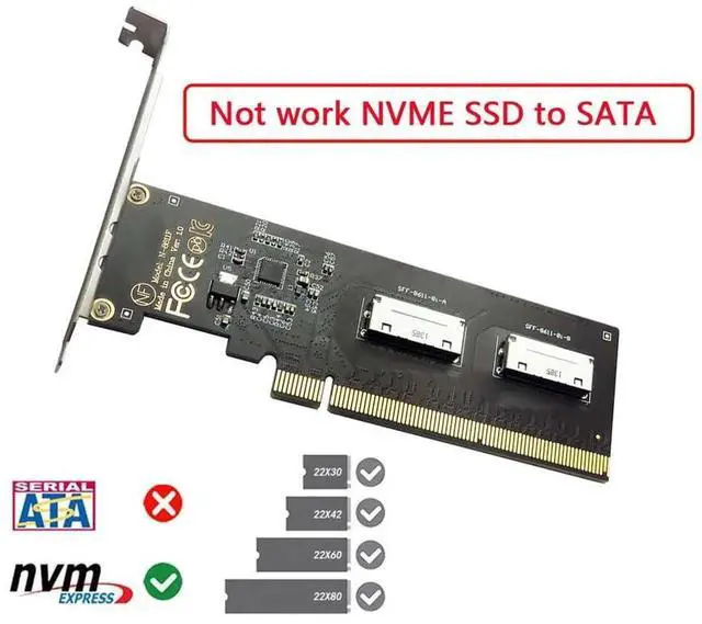 Alt view image 5 of 7 - PCIe 16X to Dual OCuLink SFF-8612 SFF-8611 8X VROC Expansion Adapter Card for Motherboard SSD External Graphics Card