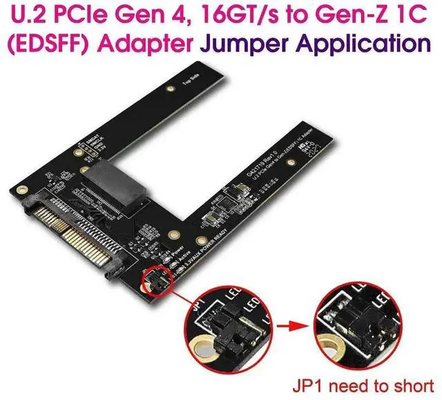 Alt view image 7 of 7 - U.2 PCIe Gen4 16GT/s SSD Adapter Converter, U.2 to Gen-Z 1C EDSFF SSD Adapter Card for Server Storage