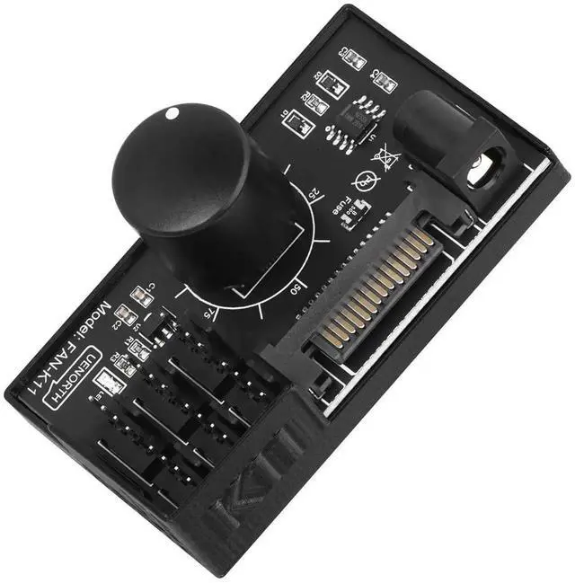 Main image of 12V 4Pin PWM Fan Hub 1 In 6 Out PC Fan Speed Controller, SATA/DC5525 Powered Cooling Speed Adjuster Max 60W 5A Output