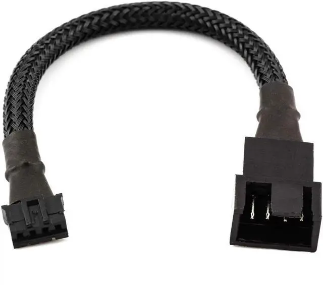 Main image of 15cm Black Sleeved Micro 4-Pin PH2.0mm PWM GPU Fan Adapter Cable, Micro 4Pin to 3/4Pin PC Graphics Card Fan Connector Cord